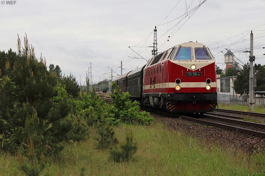 Ausfahrt des Sonderzuges aus Neustrelitz in Richtung Neubrandenburg