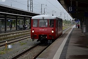 Bereitstellung Triebwagen für die Rückfahrt im strömenden Regen